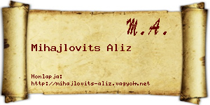 Mihajlovits Aliz névjegykártya